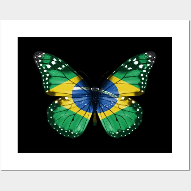 Brazilian Flag  Butterfly - Gift for Brazilian From Brazil Wall Art by Country Flags